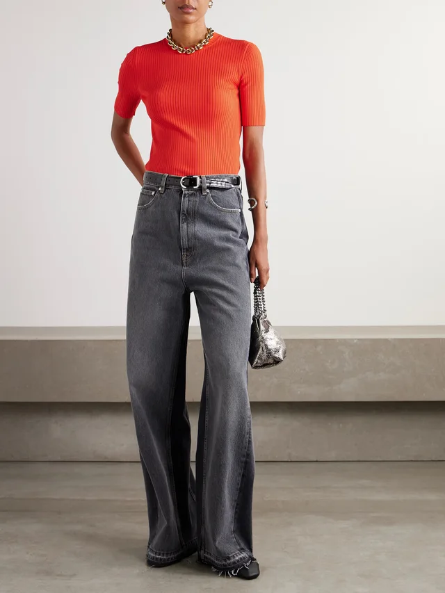 STELLA MCCARTNEY Ribbed-knit T-shirt in Red, photo 2 of 2 from NET-A-PORTER (Canada)