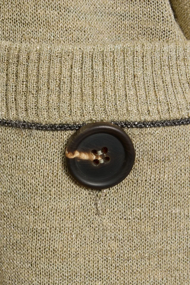 Brunello Cucinelli Metallic Knit Crew-Neck Sweater in Sage green, photo 4 of 4 from THE OUTNET