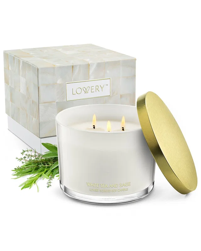 Lovery Deluxe White Tea & Sage 3-Wick Aromatherapy Candle Gift Set, image 1 of 1 from Rue La La