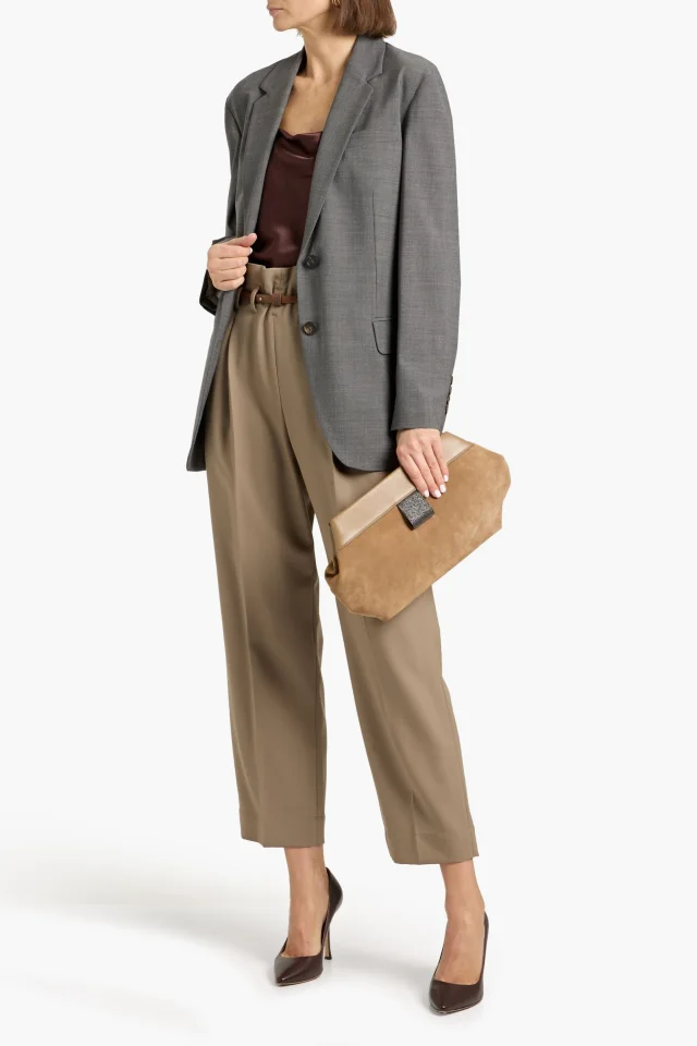 Brunello Cucinelli Tailored Wool-Blend Blazer in Dark gray, photo 2 of 4 from THE OUTNET