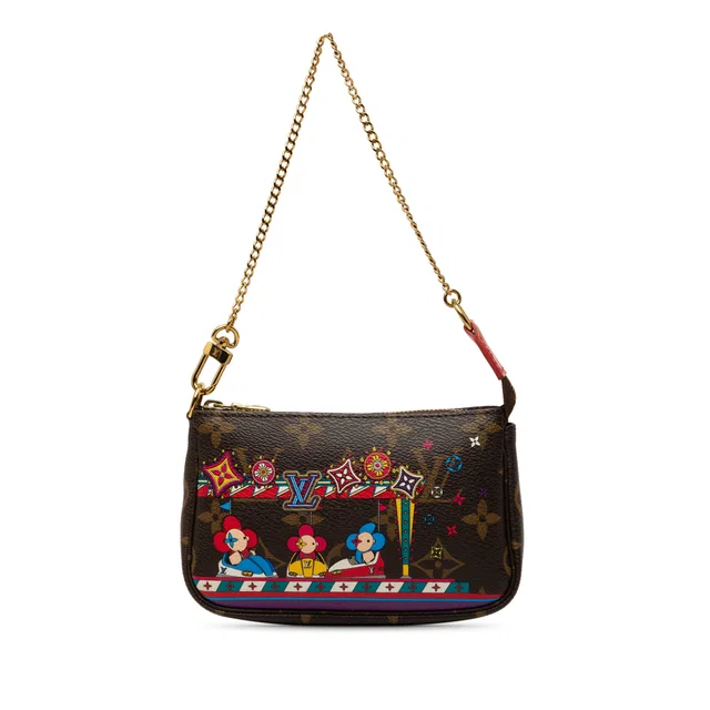 Brown Louis Vuitton Monogram Vivienne Christmas Mini Pochette Accessoires Shoulder Bag in Brown Coated canvas from Designer Revival