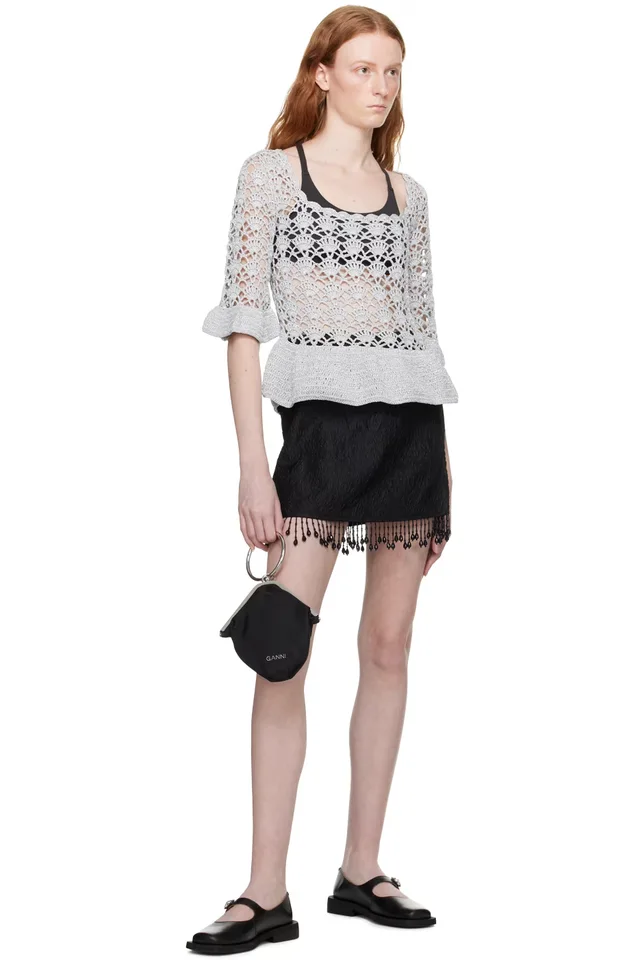 GANNI Silver Peplum Blouse, photo 4 of 4 from SSENSE