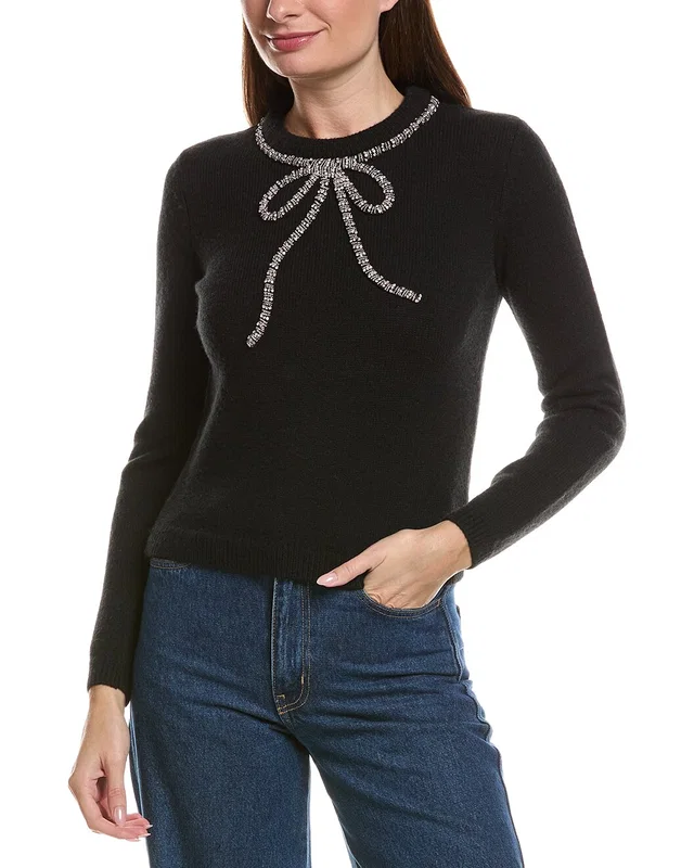 English Factory Rhinestone Bow Knit Sweater, image 1 of 1 from Rue La La