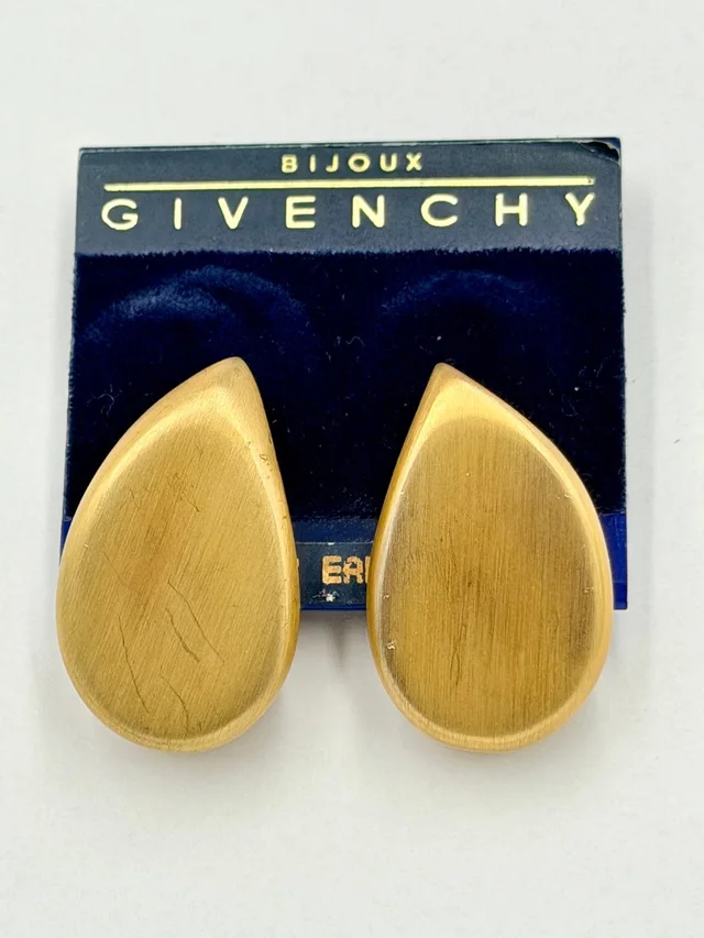 Givenchy Vintage Teardrop Brushed Gold Plated Clip-On Earrings New Old Stock in gold from Poshmark