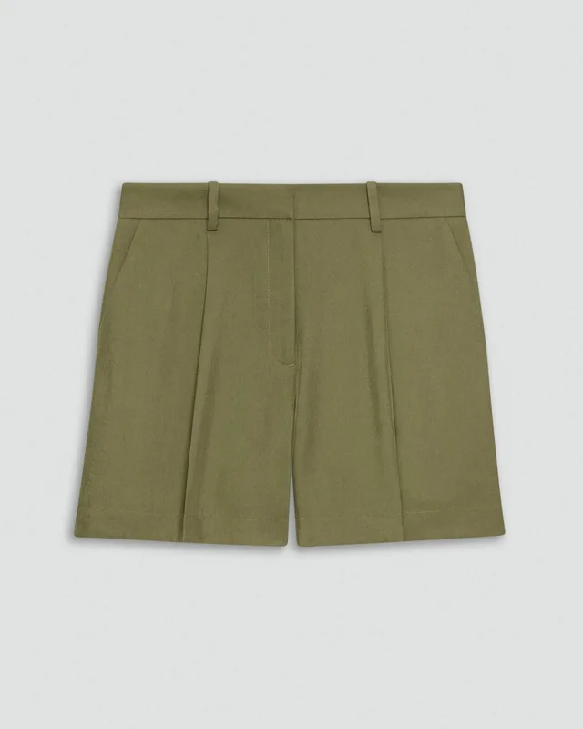 Theory Fluid Pleat Short in Washed Twill, photo 2 of 2 from Theory