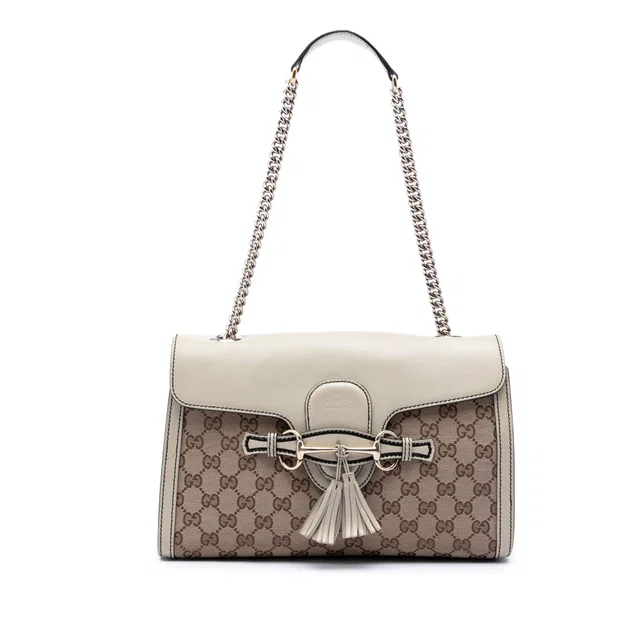 Beige Gucci Medium GG Canvas Emily Shoulder Bag in Beige Canvas from Designer Revival