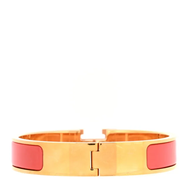 Hermès Enamel Narrow Clic Clac H Bracelet PM Rose Jaipur in Pink from FASHIONPHILE, photo 3 of 5