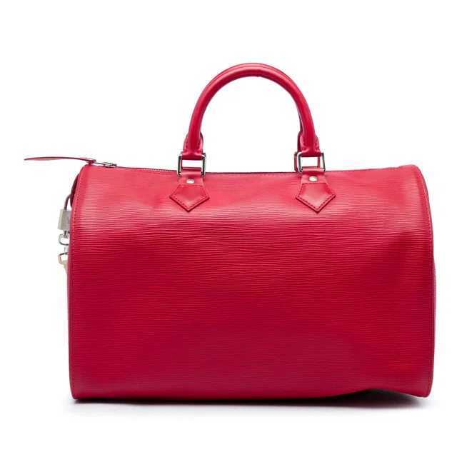 Red Louis Vuitton Epi Speedy 35 Boston Bag in Red Leather from Designer Revival