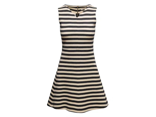 Black & Cream Chloe Sleeveless Striped Wool Mini Dress Size FR 34 in Black Wool from Designer Revival