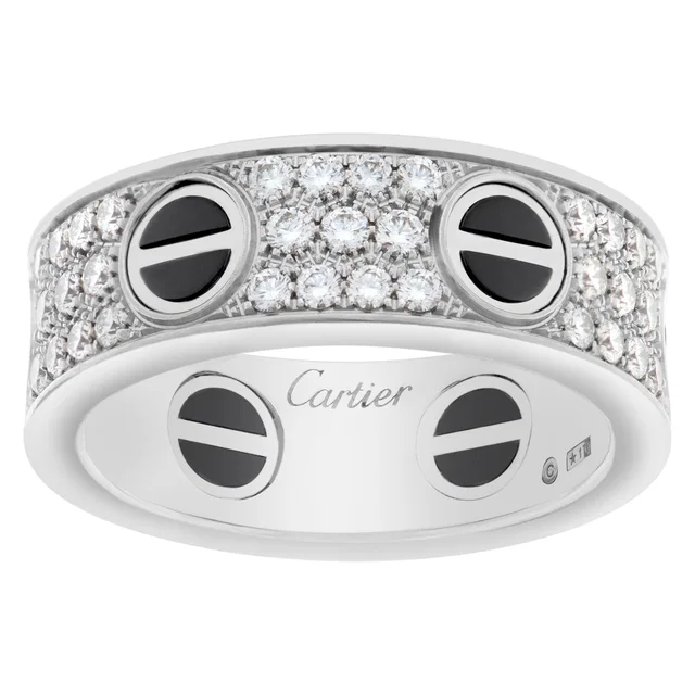 Cartier Love ring, 18K white gold, black ceramic, set with 66 brilliant-cut diamonds in Black White Gold from Gray And Sons