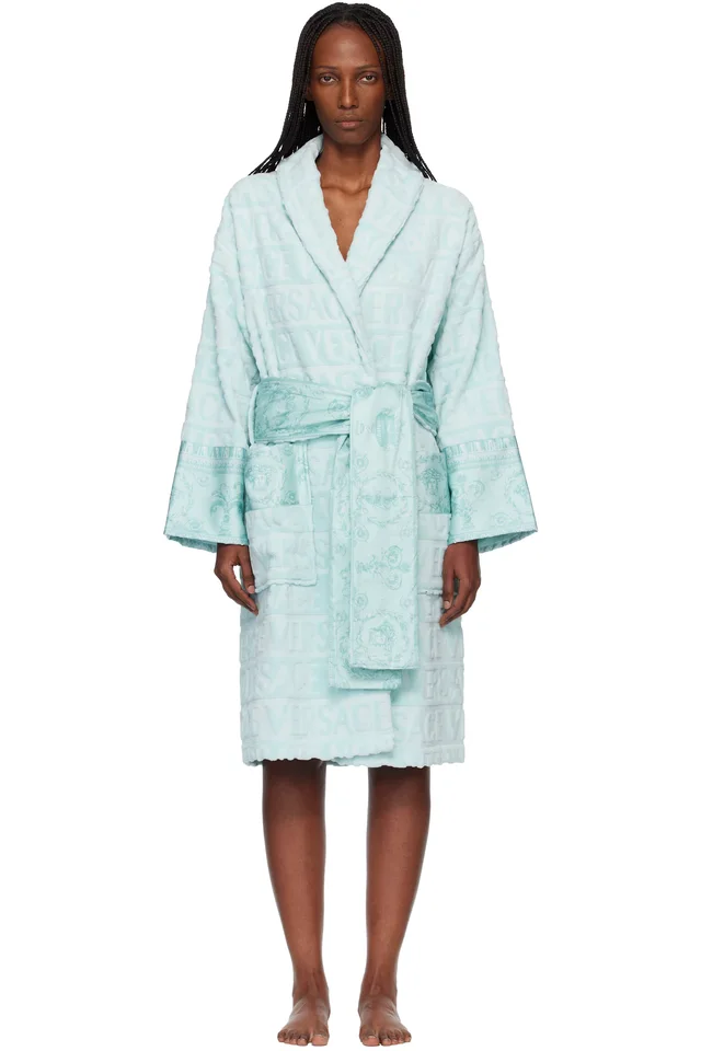 Versace Blue 'I Heart Baroque' Bathrobe, image 1 of 1 from SSENSE