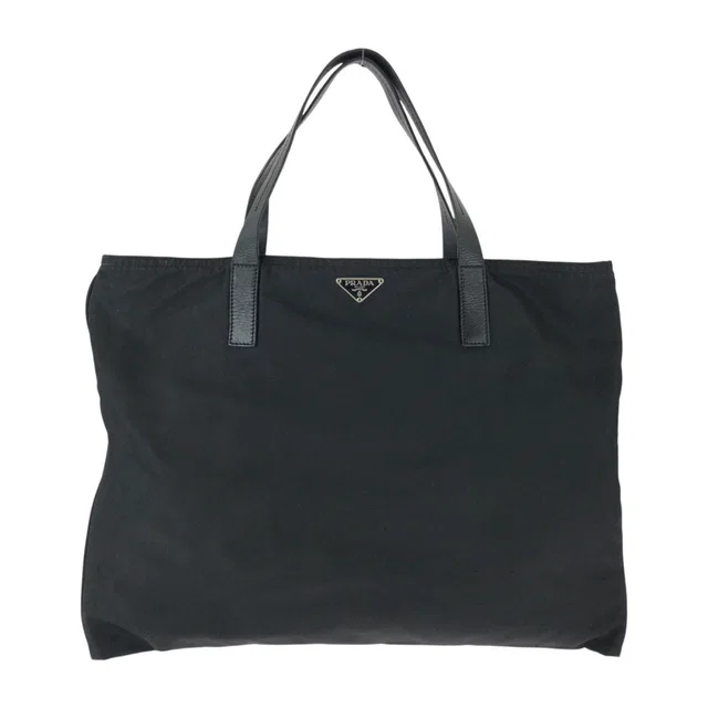 Prada Tessuto Black Silver Nylon Tote in Black Nylon from The Reluxe
