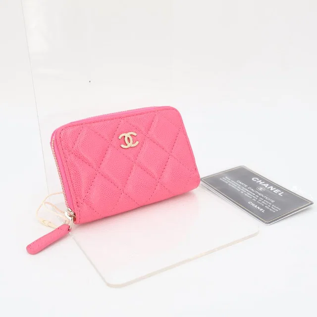 Chanel Lachic Zip Coin Purse Caviar Leather Pink in Pink Caviar leather from The Reluxe