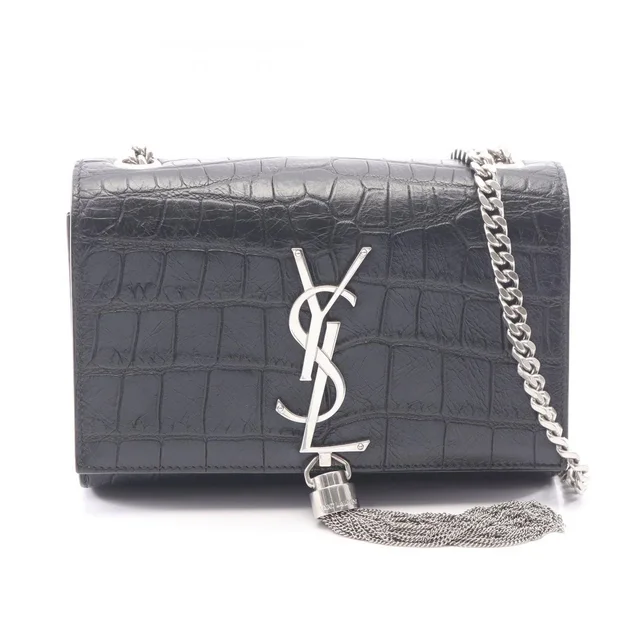 Saint Laurent Shoulder Bag Kate Monogram Croco in Leather from The Reluxe