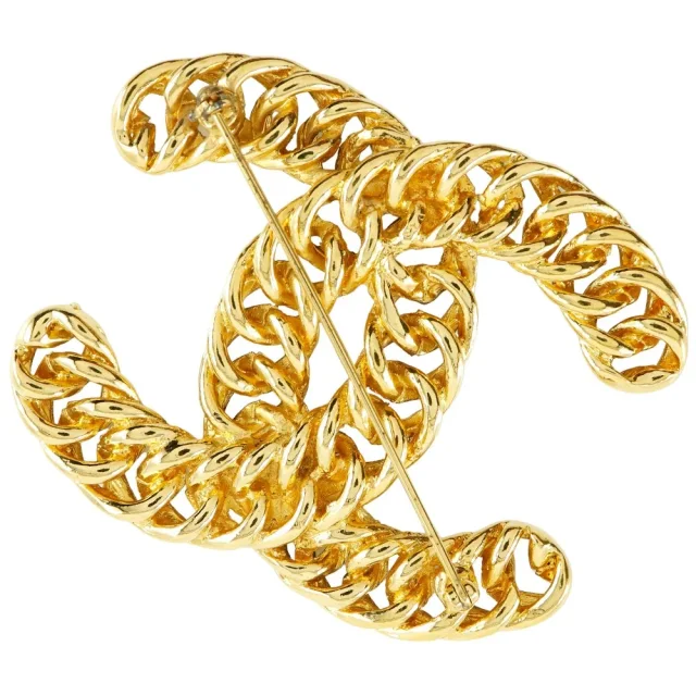 Chanel Chain Coco Mark Brooch in Black Gold-plated metal from LuxUness, photo 2 of 6