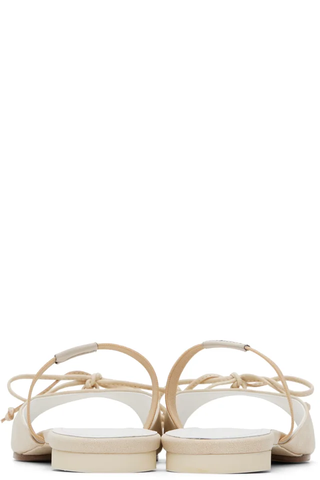 MM6 Maison Margiela Off-White Bow-Detailed Leather Slingback Sandals, photo 2 of 4 from SSENSE