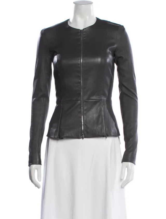 The Row Leather Jacket in black Leather from The RealReal