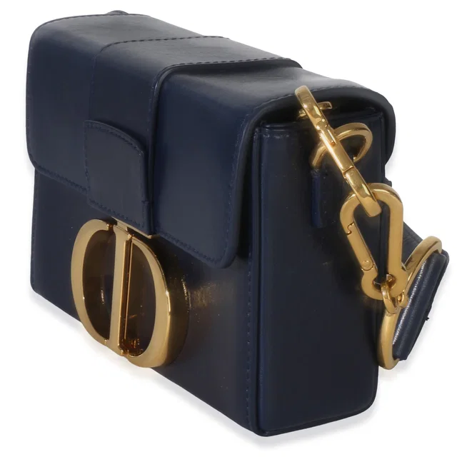 Dior Navy Calfskin 30 Montaigne Box Bag Blue Leather Handbag in Navy Calfskin from HEWI