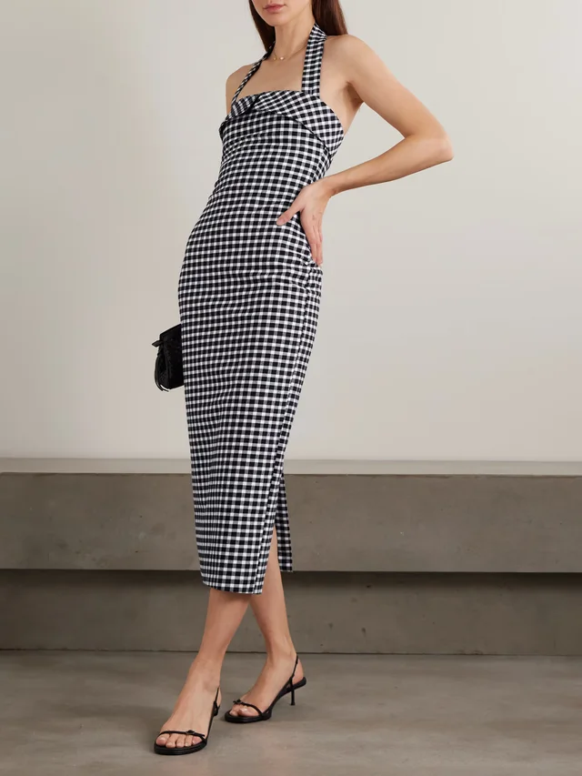 POSSE Chiara checked cotton-blend halterneck midi dress in Black, photo 2 of 2 from NET-A-PORTER (Canada)