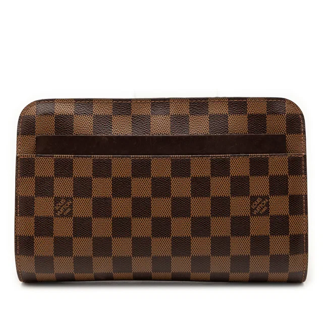Brown Louis Vuitton Damier Ebene Saint Louis Pochette Clutch Bag in Brown Canvas from Designer Revival
