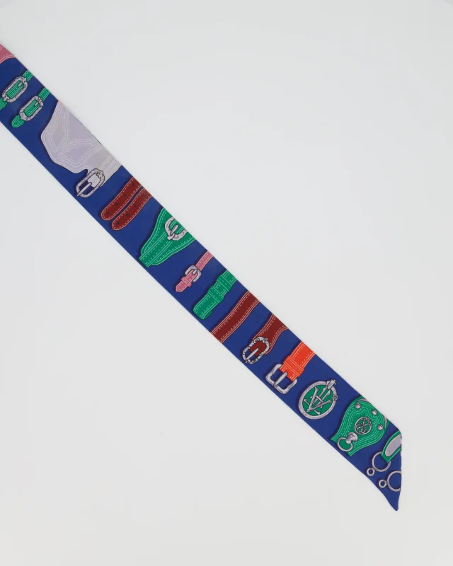 Hermès Harnais Des Presidents Silk Twilly in Blue in Blue Silk from Sellier, photo 4 of 5