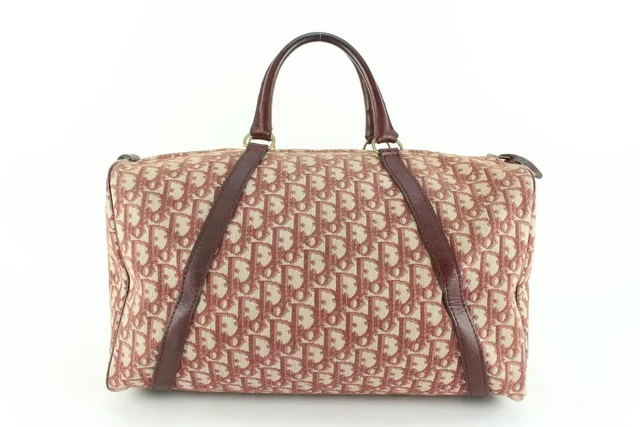 Dior Burgundy Monogram Trotter Boston Duffle Bag in Burgundy Canvas from Bagriculture