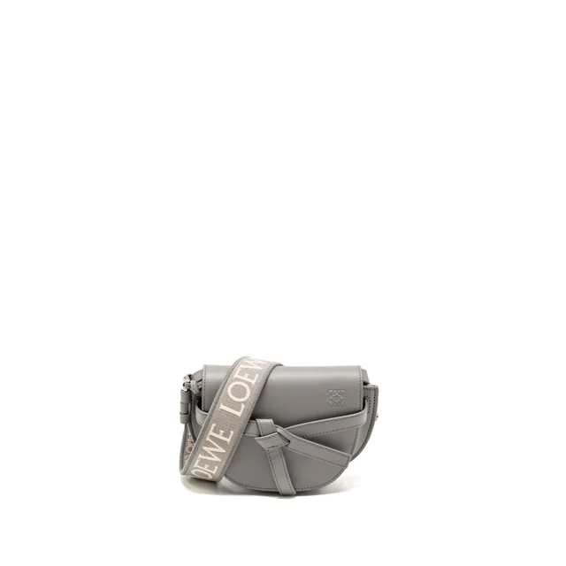 Loewe Mini Gate Dual Bag Soft Calfskin Jacquard Grey SHW in Grey Calfskin from EMIER