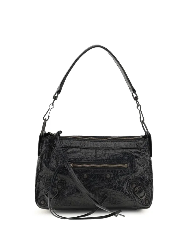 Balenciaga Le City Shoulder Bag — Black Lamb Ovis Aries in Black Lambskin from HEWI