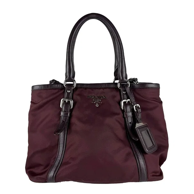 Prada Shoulder Bag Burgundy in Burgundy Nylon from The Reluxe