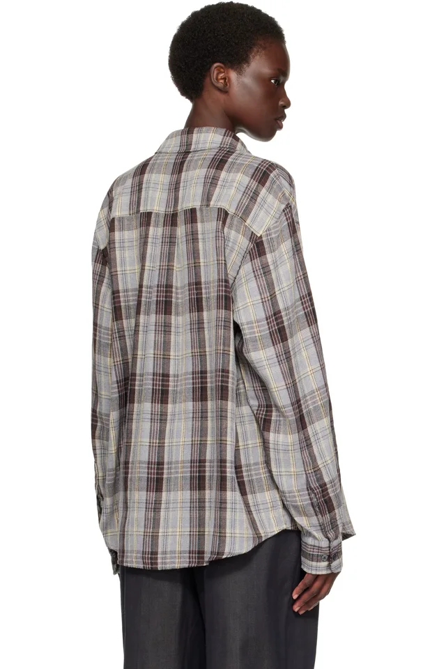 TONYWACK Gray & Brown Flannel Shirt, photo 3 of 4 from SSENSE
