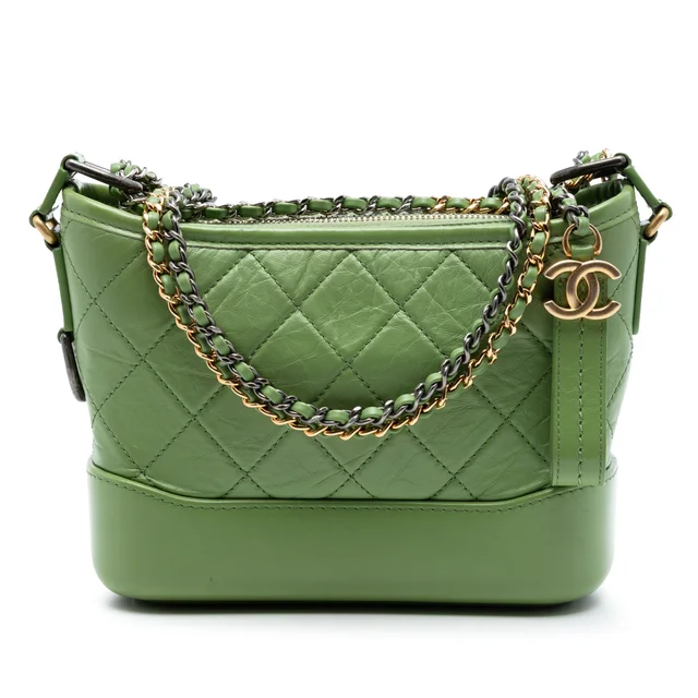 Green Chanel Small Aged Calfskin Gabrielle Crossbody in Green Calfskin from Designer Revival