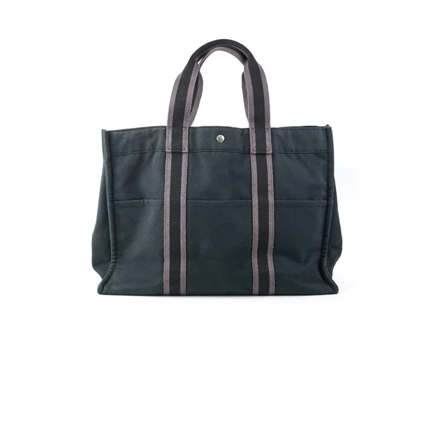 Hermès MM Fourre Tout Bag Black in Black Canvas from The Purse Affair