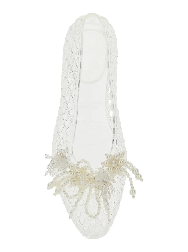 HEAVENLY JELLY 'Muse' White Ballet shoes with Beaded Details in Tech Fabric Women in White, photo 8 of 8 from Gaudenzi Boutique