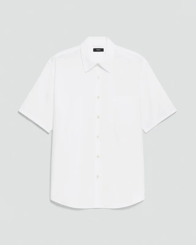 Theory Weekend Short-Sleeve Shirt in Weekend Cotton, photo 2 of 6 from Theory