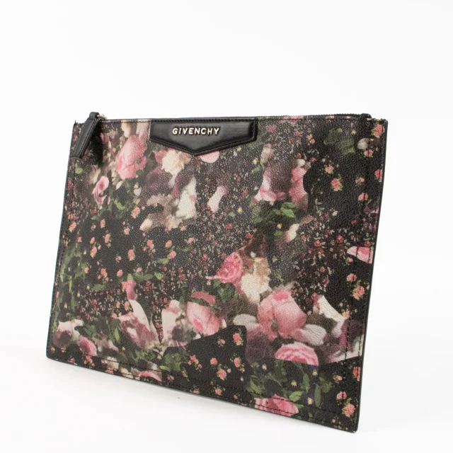 Givenchy Black Floral Coated Cavans Antigona Clutch in Black Canvas from Labellov, photo 2 of 5