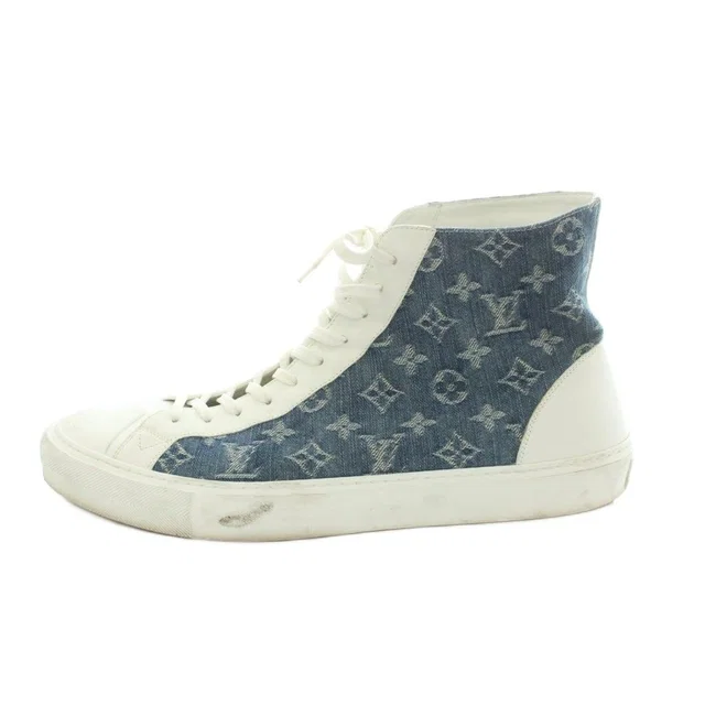 Louis Vuitton Tattoo Line Monogram Denim High-Top Sneakers 12 Blue in Blue Denim from The Reluxe