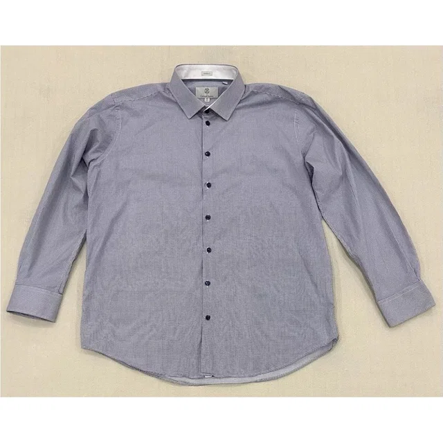 Christian Lacroix Dress Shirt Blue And White Pattern Modern Fit Sz Xl 17.5 in blue|white from Poshmark
