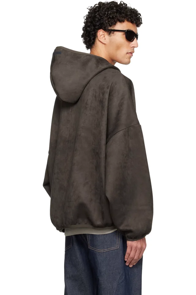Fear of God ESSENTIALS Brown Holiday Faux-Suede Fleece Modern Hoodie, photo 3 of 4 from SSENSE