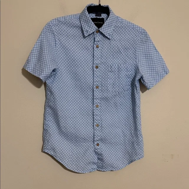 Christian Lacroix Light Blue Checkered Mens Shirt S Button Down Linen Casual Y2k in blue from Poshmark
