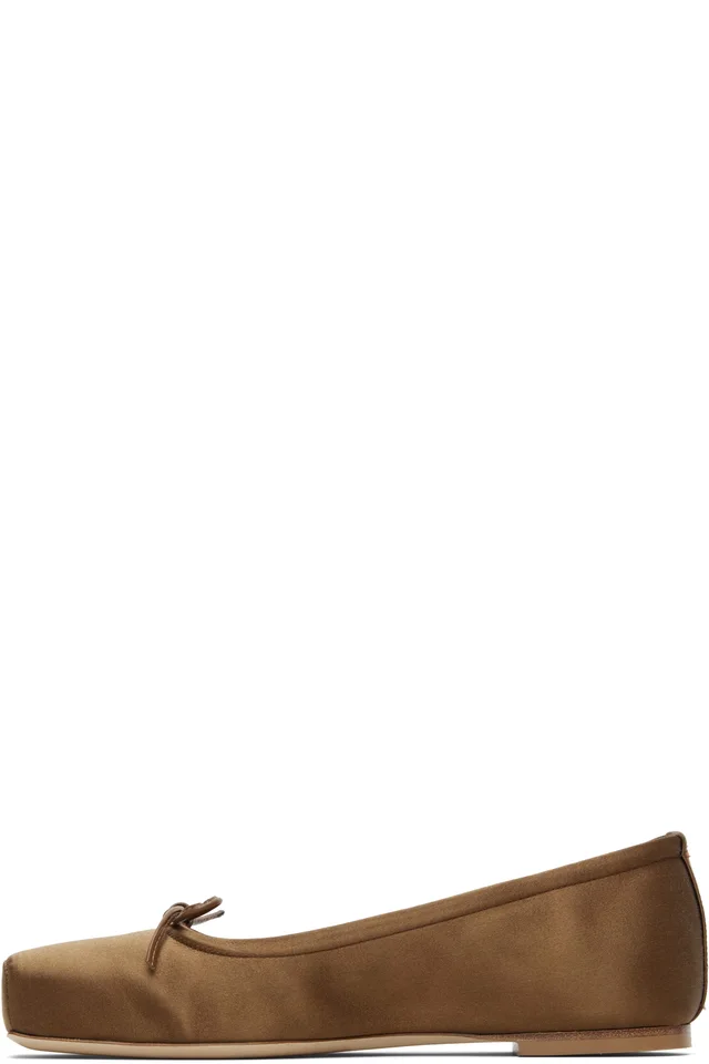 Aeyde Brown Gabriella Satin Ballerina Flats, photo 3 of 5 from SSENSE