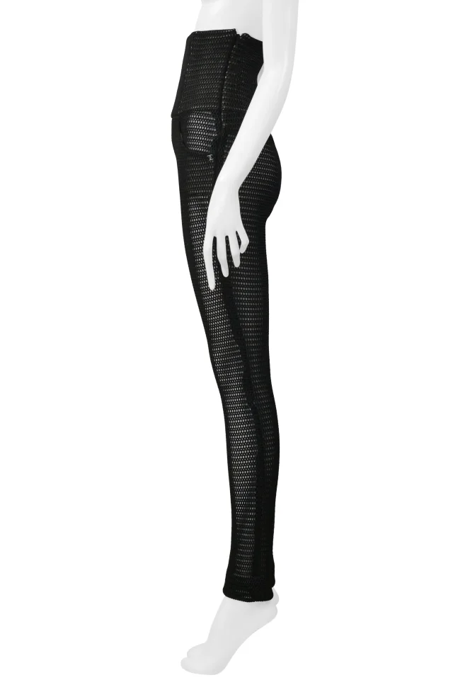 Chanel Black Open Mesh High Waisted Pants in Black Nylon from Resurrection Vintage, photo 7 of 8