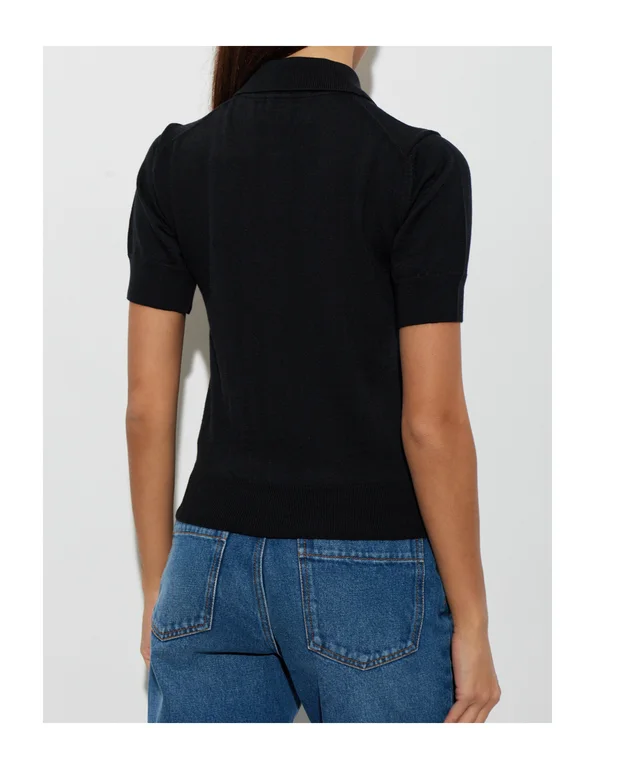 Ami Paris AMI Ami de Coeur Short-Sleeved Knitted Polo Shirt, photo 3 of 5 from SENSER