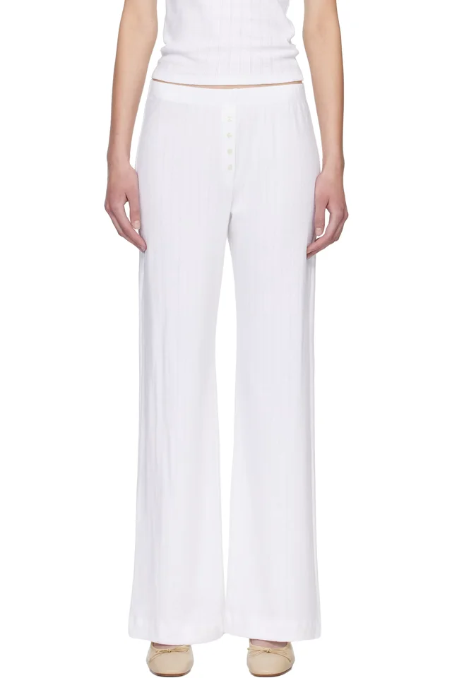 White Pointelle Boxer Lounge Pants, image 1 of 1 from SSENSE