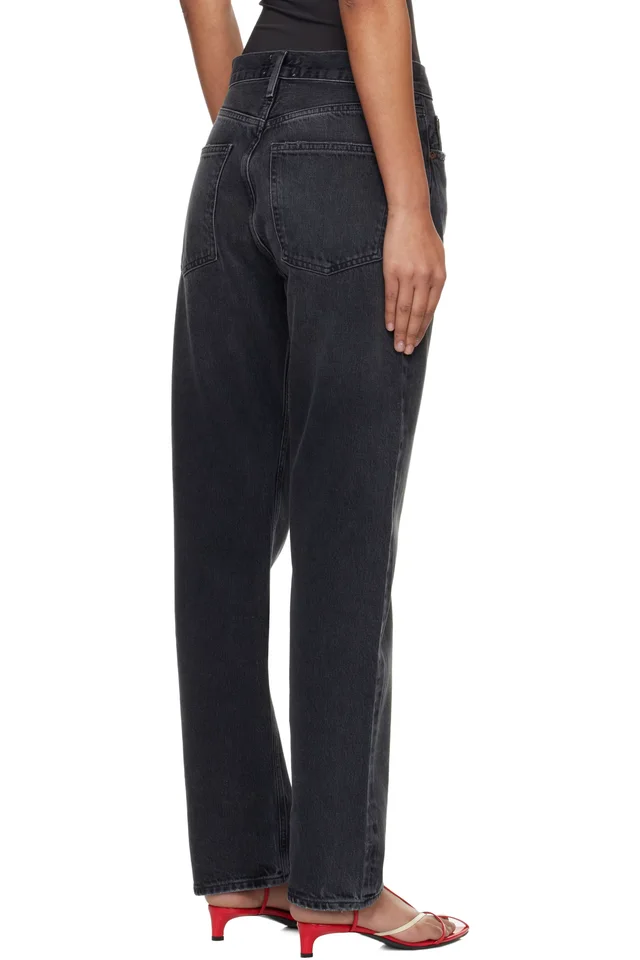 AGOLDE Black 90's Pinch Waist High Rise Straight Jeans, photo 3 of 4 from SSENSE