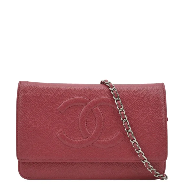 Chanel Timeless WOC Caviar Leather Wallet on Chain Shoulder Bag Red in Red Caviar leather from Dallas Designer Handbags