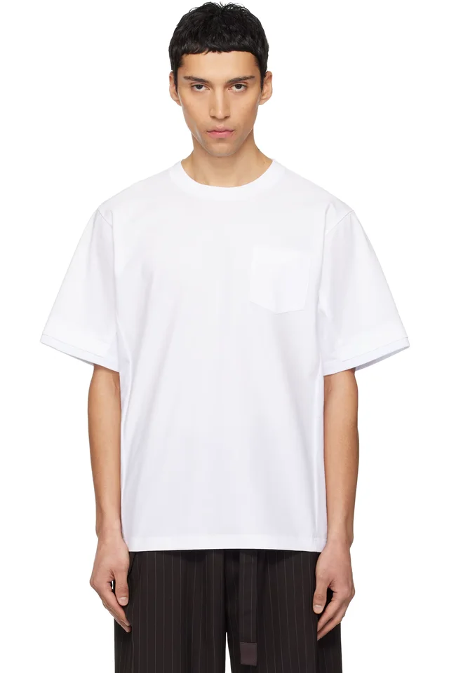 sacai White Cotton Jersey T-shirt, image 1 of 1 from SSENSE