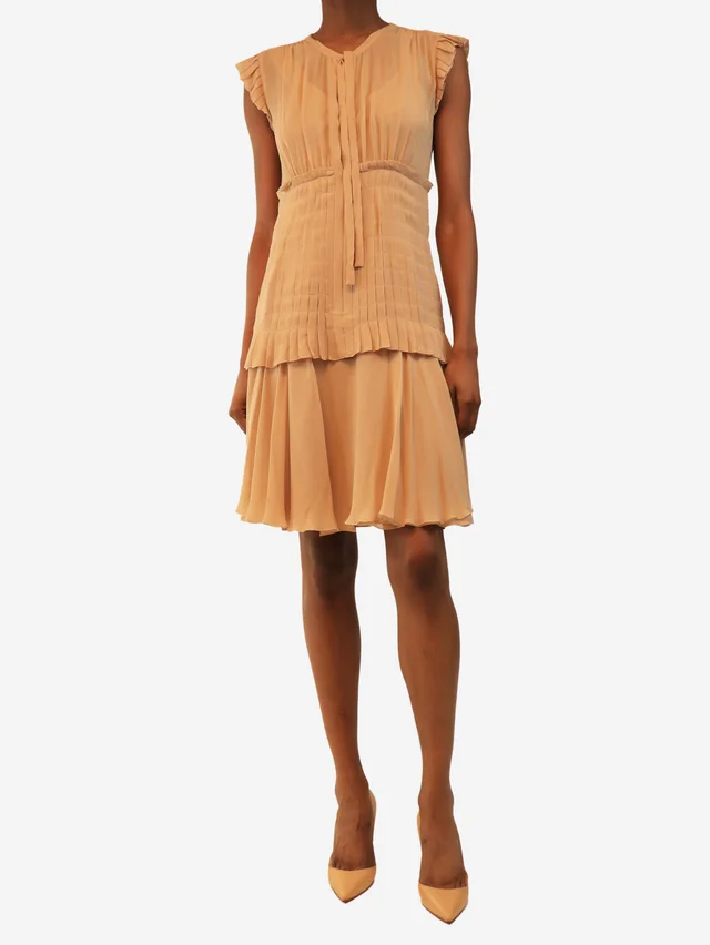 Chanel Blush sleeveless silk chiffon mini dress - size UK 8 in Pink Silk from Sign of the Times