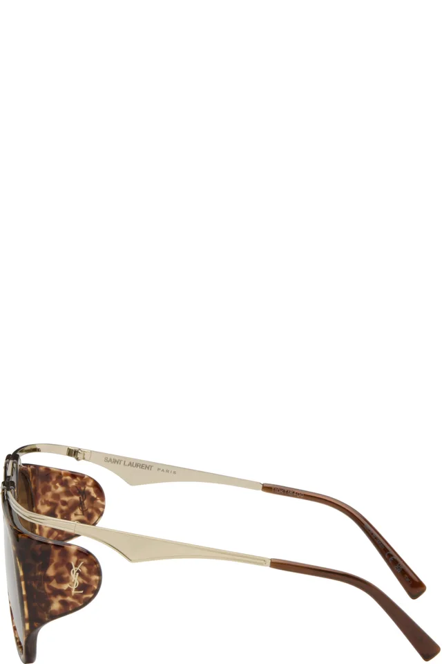Saint Laurent Brown & Gold SL M137 Amelia Sunglasses, photo 3 of 4 from SSENSE