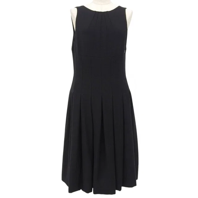 Chanel 2007 CC Mark Plate Sleeveless Dress #40 Black in Black Silk from VINTAGE QOO TOKYO