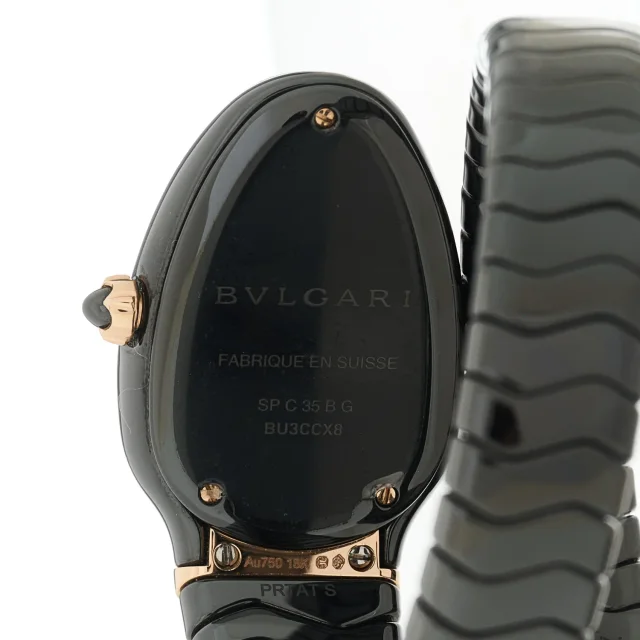 Bvlgari 18K Rose Gold Ceramic Diamond Bezel 35mm Serpenti Tubogas Quartz Watch Black in Black Ceramic from FASHIONPHILE, photo 4 of 5